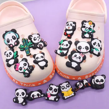 1-18vnt Miela Panda Bambuko vaikiška batų sagtis Charms Gyvūnų apyrankė Klumpių priedai Pasidaryk pats telefono dėklas Croc Jibz