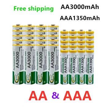1.2V AA + AAA NI MH Įkraunama AA 3000mAh baterija + AAA 1350mAh baterija degikliams Žaislų laikrodis MP3 grotuvas Pakeiskite Ni-MH bateriją