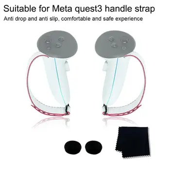 1 rinkinys Meta Quest 3 rankenos dirželis neslystantis pakaitinis akumuliatoriaus dangtelis Dirželio dangtelis Reguliuojama sagtis apsauga nuo kritimo VR priedai