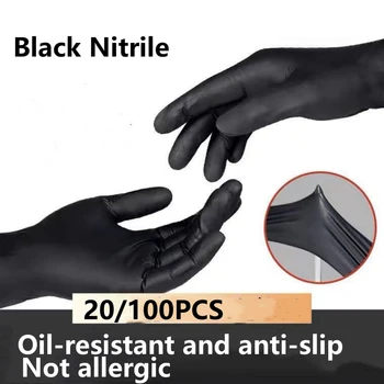 100/20 Pakuotė vienkartinė juoda nitrilo pirštinė buitiniam valymui Darbas Saugos įrankiai Sodo pirštinės Virtuvės virimo įrankiai Tatto
