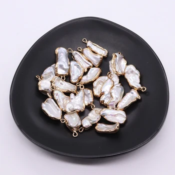 100% Natūralus gėlavandenis barokinis perlų pakabukas Netaisyklingos aukso spalvos kraštiniai pakabukai papuošalų gamybai 