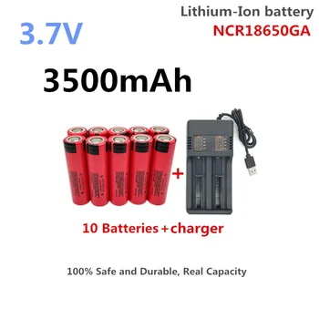 100% Saugus ir patvarus, Reali talpa 3.7V 18650 3500 mAh Llithium-Ion NCR18650GA Įkraunama daugiafunkcinė baterija+Įkroviklis