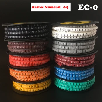1000vnt./partija EC-0 1.5mm2 arabiškas skaitmuo 0-9 raidžių raštas PVC lanksti spausdinimo rankovė įgaubta vamzdžio etiketė vielos kabelio žymeklis
