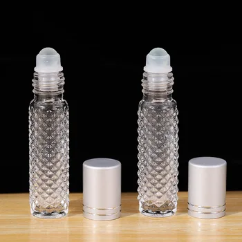 10ml stikliniai voleliniai buteliai eteriniams aliejams su ritininiu rutuliu tuščias daugkartinis skaidrus butelis sandarus masažo ritinys ant konteinerio