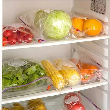 10vnt/rinkinys Daugkartinio naudojimo šviežio užtrauktuko maišelio užšaldymas ir šildymas Plastikinis maisto laikymo maišelis Universalus vakuuminis konservavimo sandarus maišelis