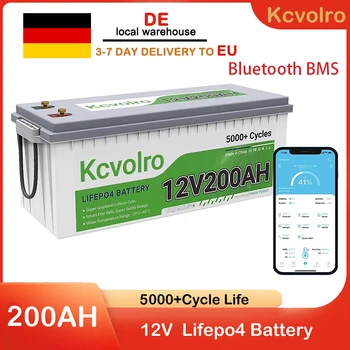 12V 200AH LiFePO4 akumuliatorius Bluetooth BMS A klasės batttery 6000+ gilaus ciklo ličio geležies fosfatas RV saulės energijos kaupimo valčiai