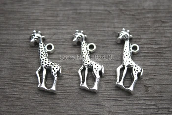 15vnt--Žirafos žavesys,Antikvarinis Tibeto sidabro atspalvis Animal Charm pakabukai,elnio žavesio pakabukai/jungtis 25mm