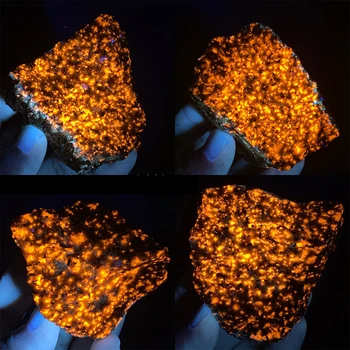 1PC Natūralus ryškus gražus liepsnojantis akmuo UV švytintis poliravimas Valcavimo akmuo Ugnies akmuo Fluorescencinė sodalito apdaila