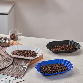1Pc Plastikinių kavos pupelių pavyzdžių dėklas Žaliųjų pupelių padėklas Rodyti indų kavos lėkštės indą espreso kavos priedui