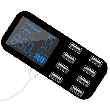 1pc Universal A9S Car 8-Port Multi USB Hub LCD ekrano įkroviklis 1 in 8 iš 40W greitojo įkrovimo įrenginys Automatinės elektronikos priedai