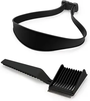 1Set Fade Combs Barber Combs and Iškirptės skutimosi šablonas ir plaukų kirpimo vadovas, reguliuojama lenkta silikoninė kirpimo juosta