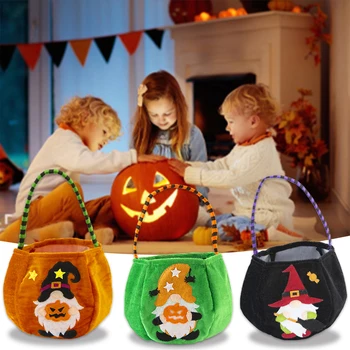 1vnt Helovino plėšikų vakarėlis vaikai Moliūgų triukų kibiras nešiojamas dovanų krepšelis animacinis filmas arba skanėstų krepšiai saldainių krepšys