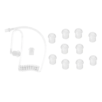1X skaidrus ritės akustinis oro vamzdžio ausų kištukas dvipusio radijo racijai & 10 pakuočių pakaitinės grybų ausinės