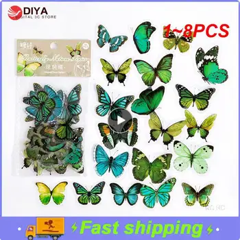 1~8PCS Retro drugelių lipdukai Krepšys Dienoraščio lipdukas 