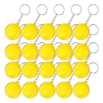 20 pakuočių teniso kamuoliukų geltoni raktų pakabukai vakarėlių favoritams, mokyklos karnavalo apdovanojimas, vakarėlių krepšio dovanų užpildai, sportinis suvenyras