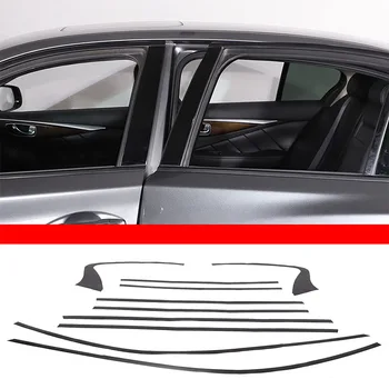 2015-2022 Infiniti Q50L PVC Juodas automobilio langas Dekoratyvinės juostelės lipdukas Automobilio išorės apsaugos priedai 10vnt