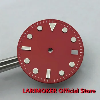 2022 LARIMOKER Naujas 29mm Grind Arenaceous Red Watch Dial Date Window Dial Fit 3 o'clock /3.8 O 'clock NH35 Case Movement