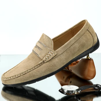 2022 Vyriški laisvalaikio batai Mada Britų dizaineris Vyriški keaferiai Aukštos kokybės zomšos odos vyriški batai Prabangūs minkšti patogūs vairavimo batai