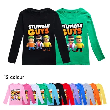 2023 Fall Stumble Guys kostiumas vaikams Laisvalaikio drabužiai paaugliams Mergaitės O formos marškinėliai Mažyliai Berniukai džemperiai ilgomis rankovėmis Drabužiai