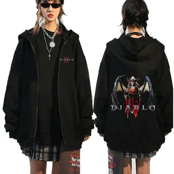 2023 Hot Anime Diablo Lilith 4 Zipper Hoodie Vyrai Mada Oversized Zip Up džemperis Unisex Casual Jacket Paltai Hoody Streetwear