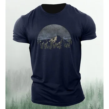 2023 m. vasara Vyrų 3D spausdinimas Abstrakčiai kalnų marškinėliai Vyriški laisvi marškinėliai Sportiniai mados gatvės marškinėliai