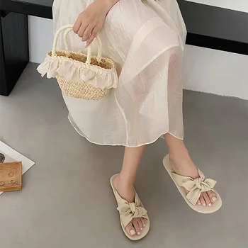 2023 nauji moteriški vasariniai batai išorinė apranga Kasdieniai paprasti peteliškės plokščios šlepetės paplūdimio basutės