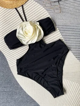 2023 Seksualūs gėlių nėriniai aukštyn Vientisi maudymosi kostiumėliai Moteriški moteriški maudymosi kostiumėliai Stumti aukštyn maudymosi kostiumai Smėlinukai Paplūdimio dėvėti Ruffle Monokini