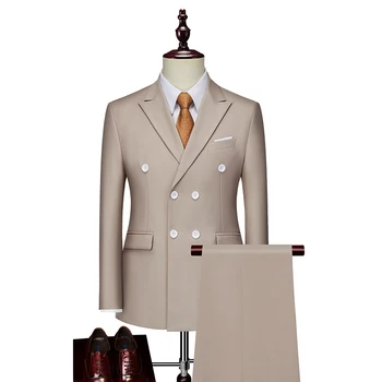 202Naujas dviejų dalių kostiumas (kostiumas + vakarietiškos kelnės) vyriškas verslo laisvalaikio kostiumas dvipusis laisvalaikio verslo profesionalus oficialus drabužis