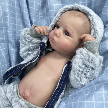 20Inch Reborn LouLou Awake Full Body Silicone Vinyl Girl Washable Newborn Baby Doll Reborn 3D Skin Tone with Visible Veins Doll