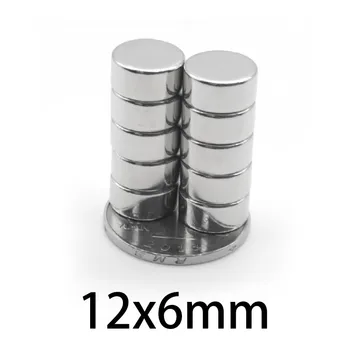 20vnt Skersmuo Magnetinis magnetas 12mm x 6mm Maži apvalūs NdFeB magnetai 12x6mm Neodymi um retųjų žemių diskas 12*6 mm apskritas