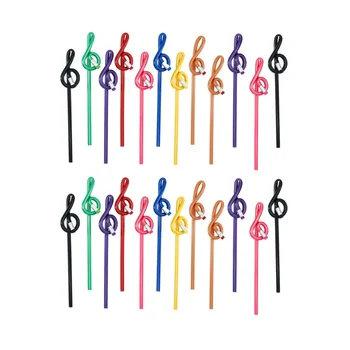24Pcs Studentai Pastabos pieštukai Muzikinės natos pieštukai su trintuku Spalvingi muzikos pieštukai Mediniai treble Clef Lenktas pieštukas