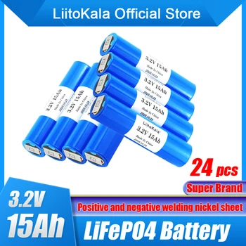 24vnt LiitoKala ličio geležies fosfato baterija cilindrinis 3.2V 15Ah Lifepo4 elementas, skirtas RV elektromobilio energijos kaupimo akumuliatoriui
