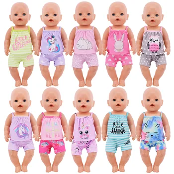 2vnt Komplektas Kawaii lėlių drabužių viršūnės ir šortai 18 colių amerikiečiams&43cm Born New Baby Generation Girl's Pasidaryk pats žaislų dovanų priedai