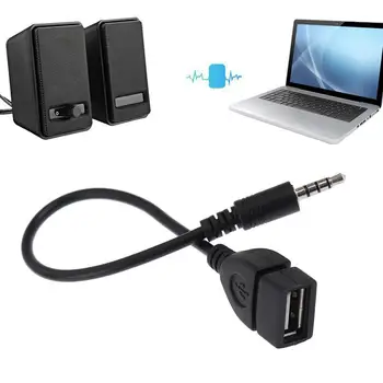 3.5mm garso adapterio keitiklio kabelis 3.5mm vyriškas į USB AUX garso kištuko adapterio kabelis, skirtas USB jungčiai su automobilio stereofoninio lizdo kabeliais