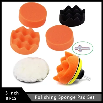 3 colių poliravimo kempinės ratų rinkinys 8 dalių su šlifavimo pagalvėlėmis Rinkinys Putų lako pagalvėlės vaškavimui ir poliravimui Lengvumo gerinimas