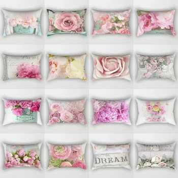 30x50cm Rožinė gėlė Poliesterio pagalvės užvalkalas Sofos kėdė Kėdė Juosmuo Mesti pagalvėlės užvalkalas Charms Lapai Augalų svetainė Namų dekoravimas
