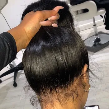 360 Pilnas nėrinių priekinis perukas Brazilijos kaulas tiesus 13x4 13x6 Skaidrūs nėrinių priekiniai žmogaus plaukų perukai juodaodėms moterims Iš anksto nupešti