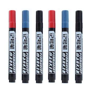 3Pcs/Set Permanent Refillable Marker Pen Waterproof Ink Fine Point Oil Ink 1.5mm Black Blue Red Round Toe Fine Color Marker Pens
