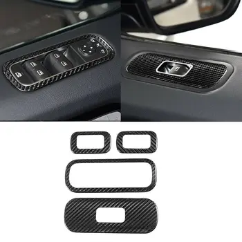 4PCS Tikro anglies pluošto vidinio lango pakėlimo jungiklio mygtuko rėmo skydelio apdailos lipdukas, skirtas Mercedes BENZ W464 G63 G500 G550 2019-2020