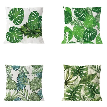 4Vnt Augalų pagalvėlės užvalkalas Tropic Tree Green Throw Pillow Cover Palm Leaf Dekoratyvinės pagalvės Gėlių pagalvės Užvalkalas 45X45cm