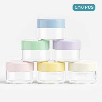5/10PCS 5g Make Up Jar Cosmetic Sample Empty Container Small Pakartotinai užpildomi buteliai Plastikinis apvalus dangtelis Akių šešėlių kremas Kelioninis puodas