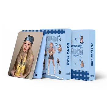 55pcs/set(G)I-DLE Song Yuqi Single Small Card Song Yuqi Album Lomo Card Gidle Girl Child Spausdinti nuotraukų atviruką MIYEON MINNIE Kpop