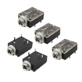 5Pcs/lot 3.5mm PJ324 5 Pin Stereo Audio Female Jack Socket 3.5mm PCB Panel Mount Connector for Headphone with Nut PJ-324M