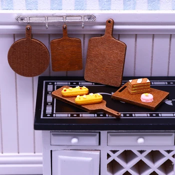 5Vnt 1:12 Lėlių namelio miniatiūrinė mini modeliavimo pjaustymo lenta OB11 duonos desertų lentos vaikų darbalaukio modeliui