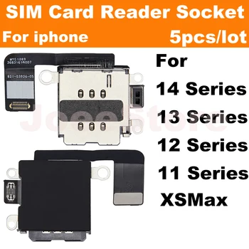 5vnt Dual Sim kortelių dėklo lizdas, skirtas iPhone 14 13 12 11 Pro Max XR XSMax SIM kortelės lizdo adapterio jungtis Flex kabelio keitimas