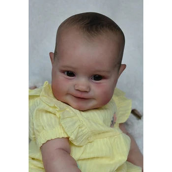 60cm Reborn Maddie Smile Baby Doll Cotton Body Soft Vinly 3D oda su rankomis įsišaknijusiais plaukais Aukštos kokybės tikros išvaizdos lėlės