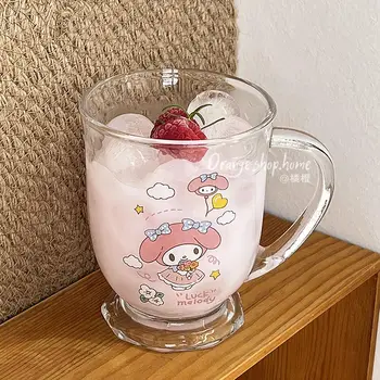 640Ml Kawaii Sanrio Cinnamoroll My Melody Glass Water Cup Buitinis animacinis filmas 
