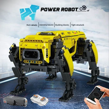 936PCS RC Power Robot Dog statybiniai blokai 15066 Techniniai robotų žaislai Motorizuota Bostono dinamika Didelis alfa šuns modelis Kaladėlės Dovanos