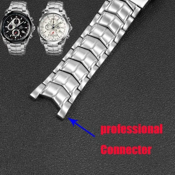Accessories Watch Strap Professional FOR CASIO EF-524 5051 Rankinio laikrodžio juosta Dviguba saugos sagtis Visa plieninė apyrankė 22MM