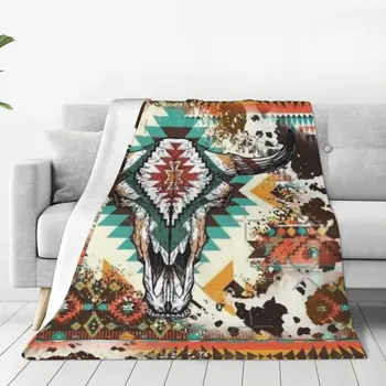 actekų karvė Spausdinti Jaučio kaukolės antklodė Lovatiesė ant lovos komplekto Anime antklodė Laikykite šiltą
